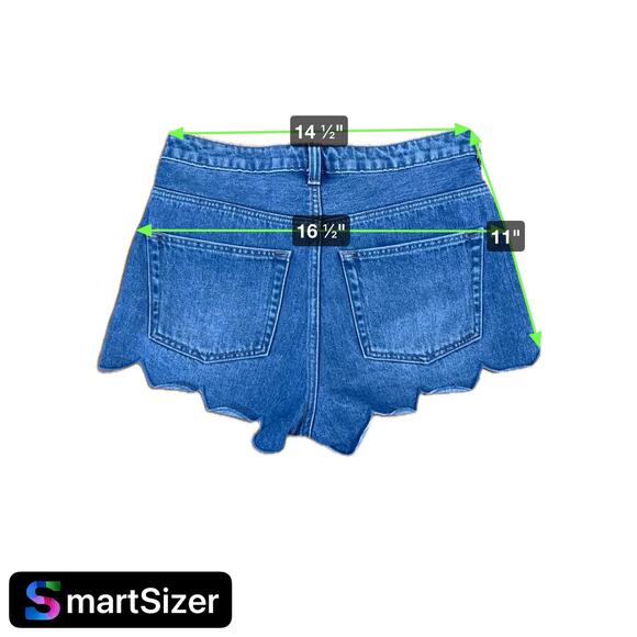 H&M Women's Blue Cut-Off Scalloped‎ Hem Denim Shorts Size 6 - Picture 4 of 4